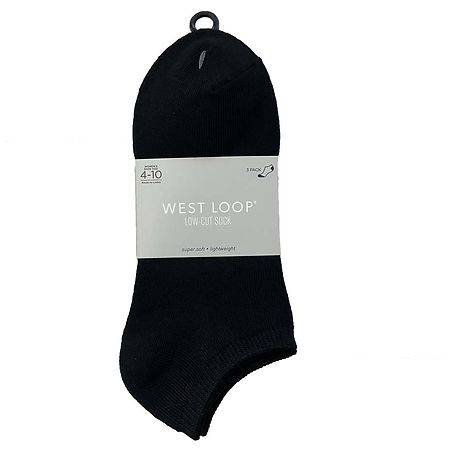 West Loop Casual Low Cut Socks, Black (3 ct)