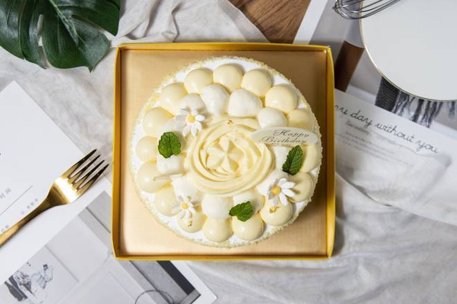 檸香花綻 6 吋 Vanilla Cake with Lemon Cream Sauce and Lemon Mousse 6 Inch