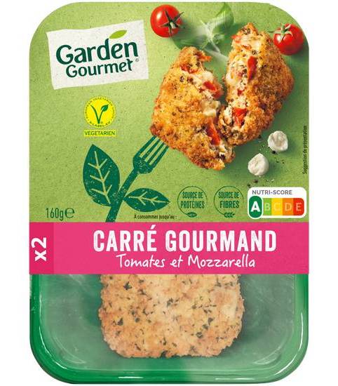 Carré gourmand tomates et mozzarella - garden gourmet - 160g, 2carrés de 80g