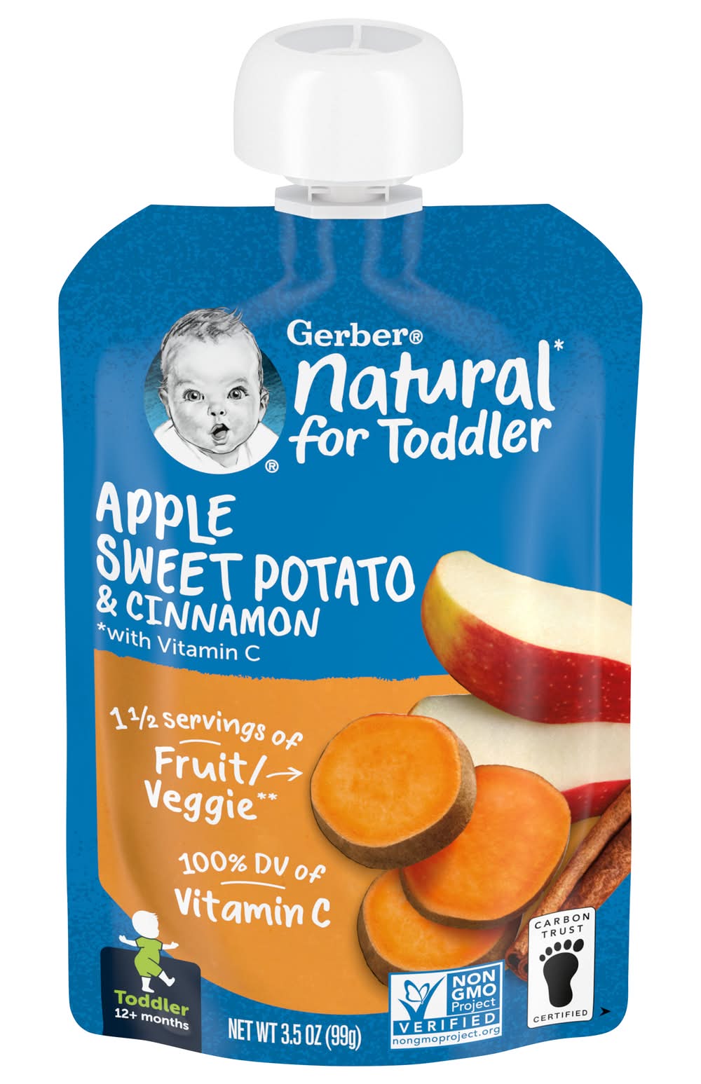 Gerber Natural Apple Sweet Potato With Cinnamon For Toddler (3.5 oz)