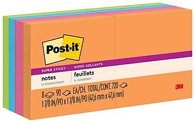 Post-It Super Sticky Notes, 2 in X 2 In, Rio De Janeiro Collection (8 pads/ct)