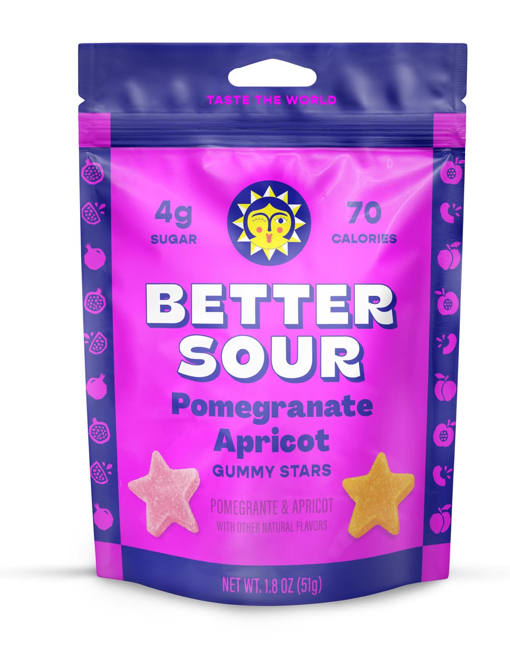 Better Sour Gum Candy Stars, Pomegranate-Apricot (1.8 oz)