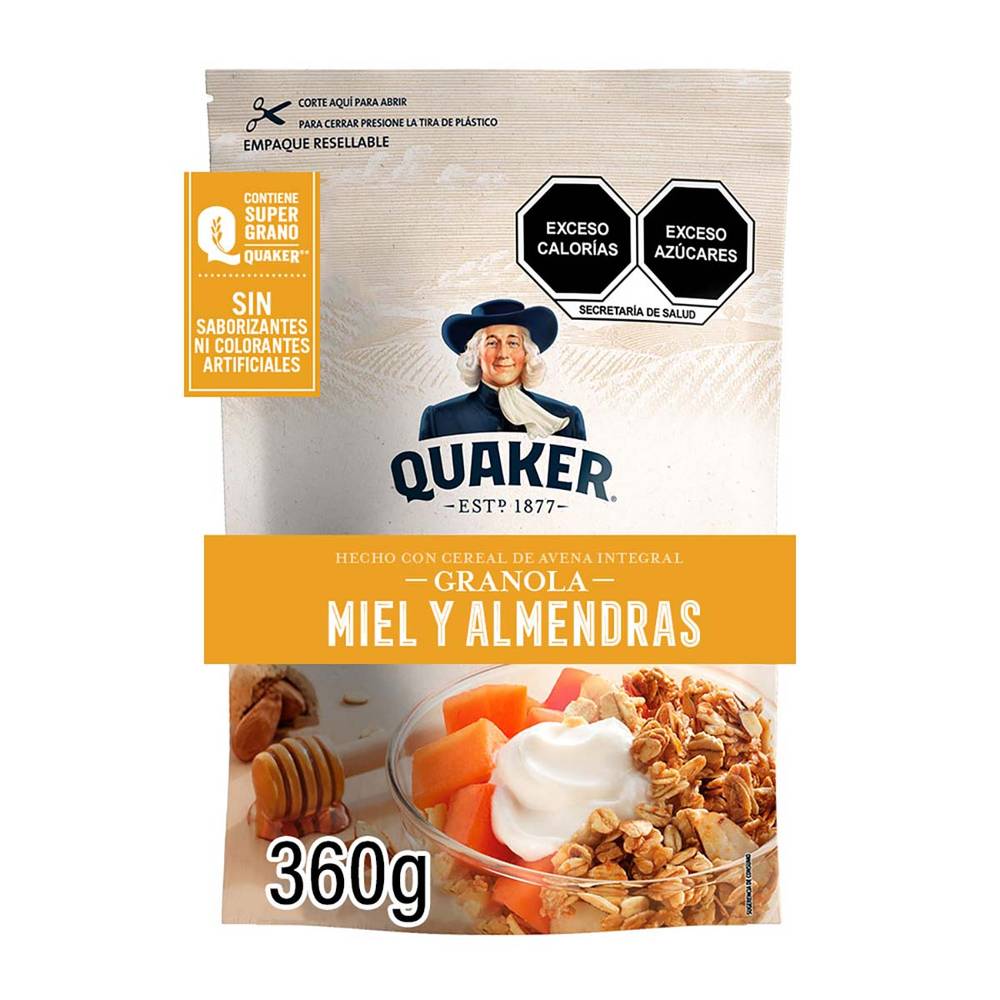 Quaker · Granola con avena almendras y miel (360 g)