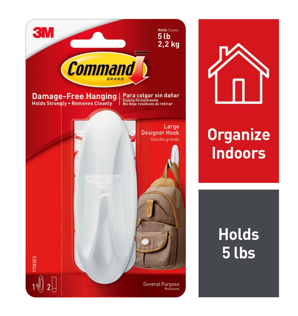 Command Large White Adhesive Storage/Utility hook ( 5.0-lb Capacity)
