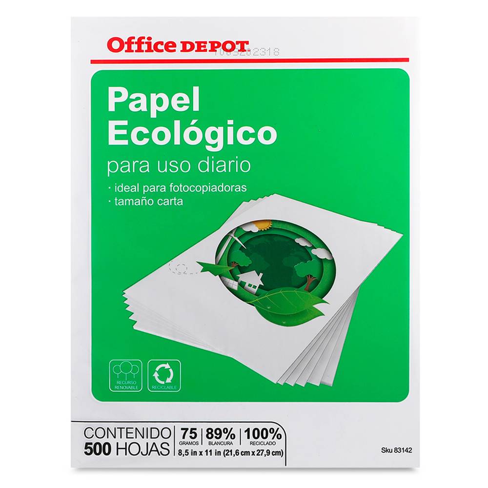 Office depot papel ecológico carta (paquete 500 piezas)