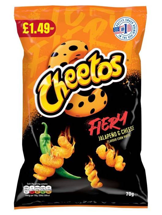 Cheetos Twisted Fiery Jalapeno And Cheese Crisps 70g (408548)