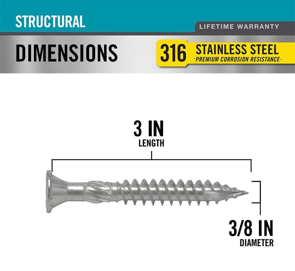 DECKMATE Star Drive Wafer Head Structural 316 Stainless Steel Screw ...