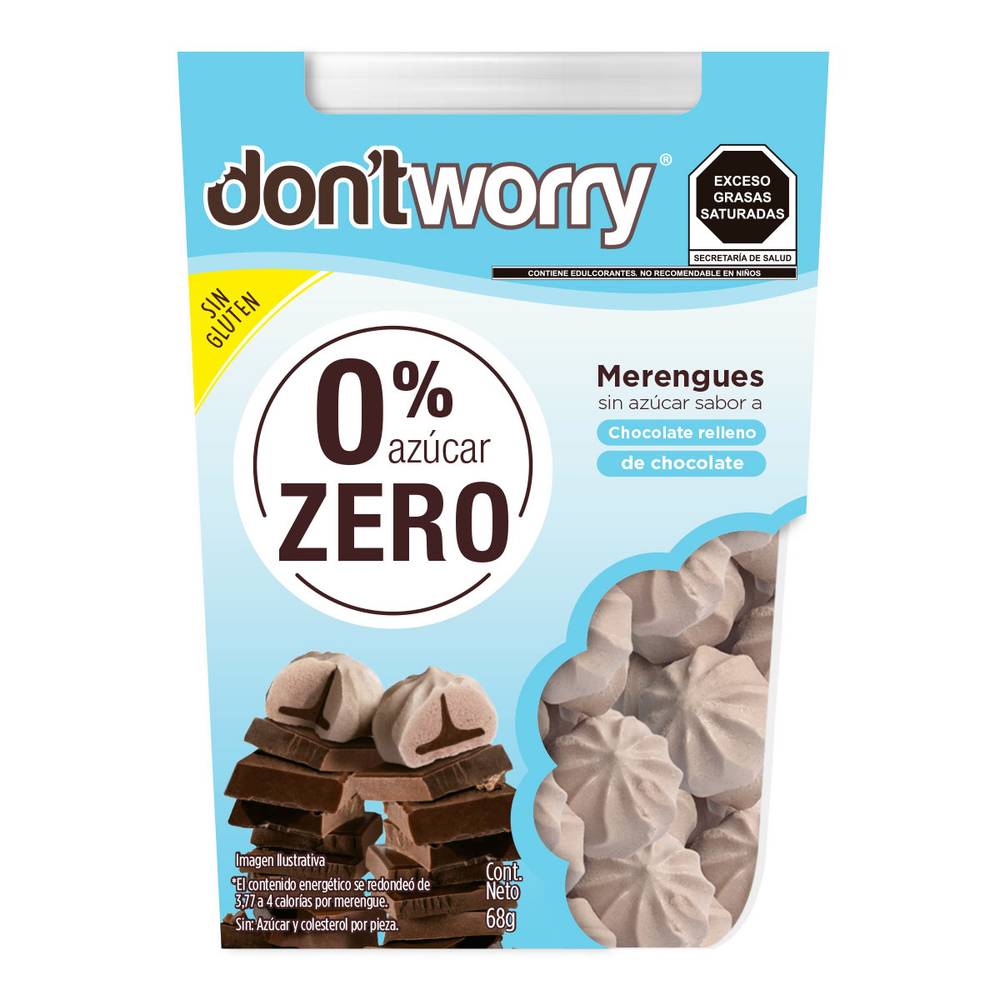 Don't Worry · Merengues rellenos sin azúcar y sin gluten, chocolate (68 g)