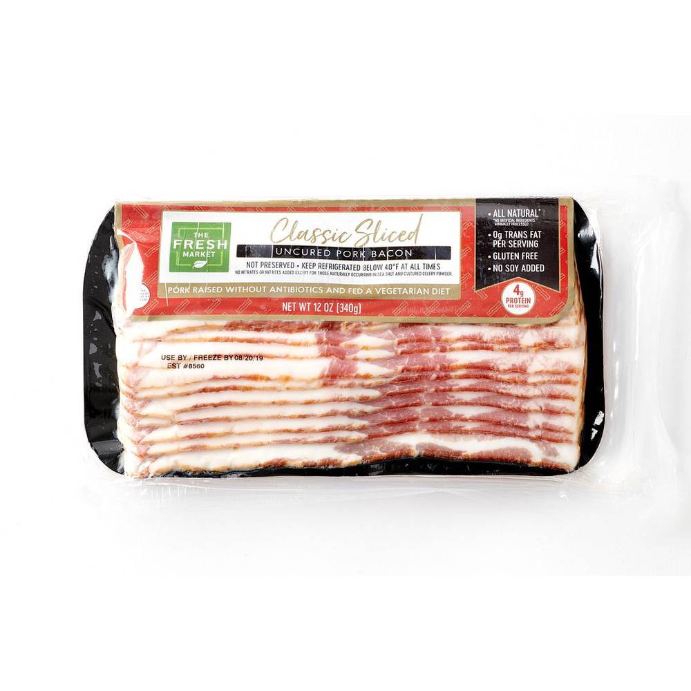 The Fresh Market Classic Sliced Uncured Pork Bacon (12 oz)