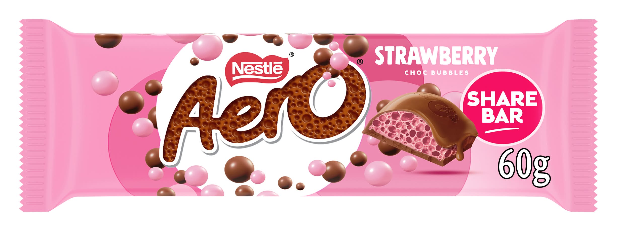 Nestlé Aero Chocolate Share Bar, Strawberry (60g)