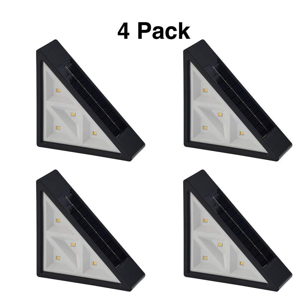 RELIABILT 4-Pack 15-Lumen Black Solar LED Outdoor Step and Stair light (3300 K) | SL77P-F15C-BK-4