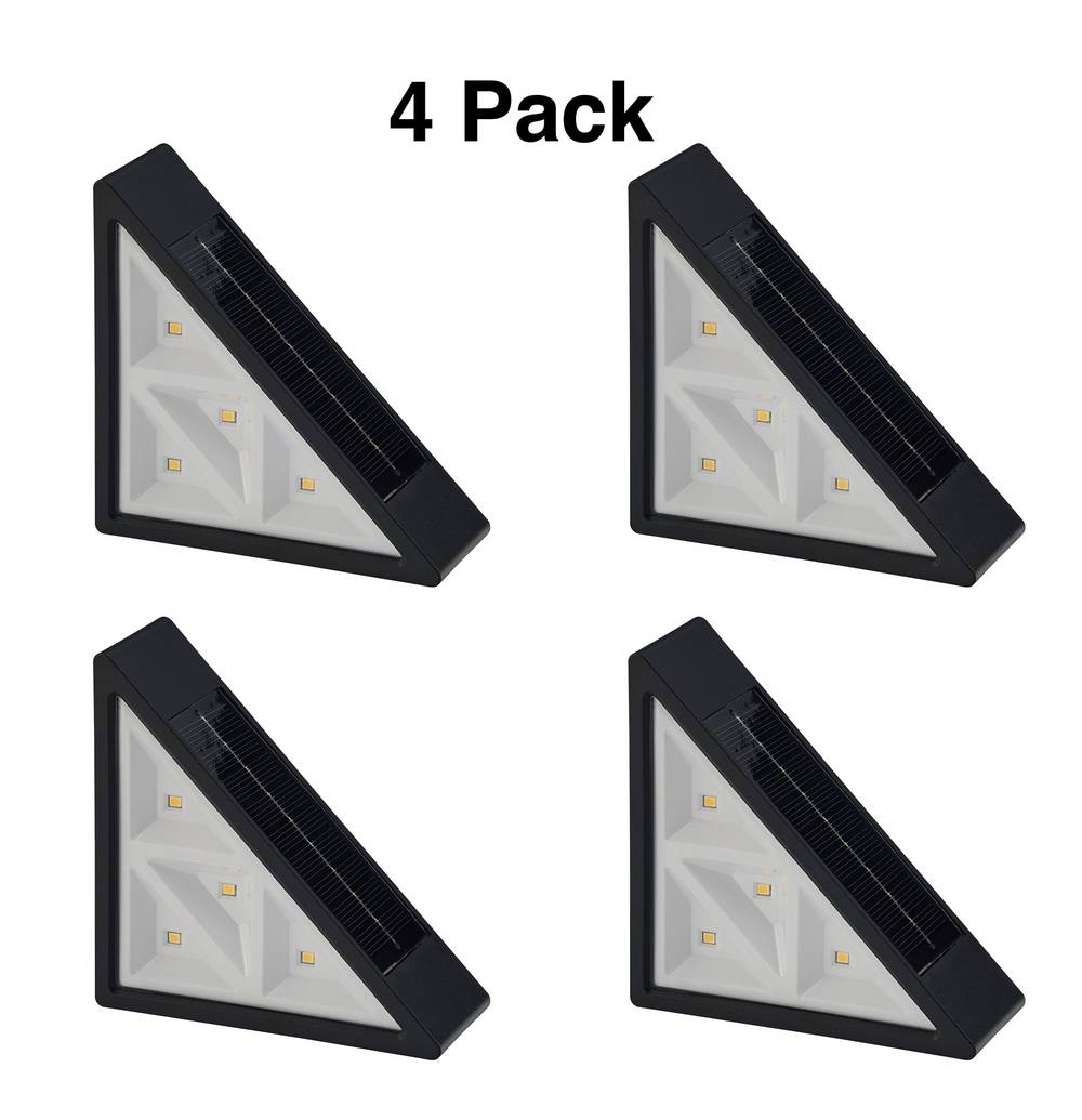 RELIABILT 4 -Pack 15 -Lumens Black Solar LED Outdoor Step and Stair light 3300-K | SL77P-F15C-BK-4