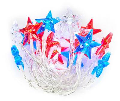 Red, White & Blue Star LED Light Set, 20-Lights