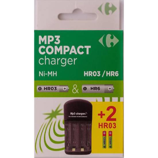 Chargeur MP3 Compact + 2 piles CARREFOUR - le chargeur + 2 piles
