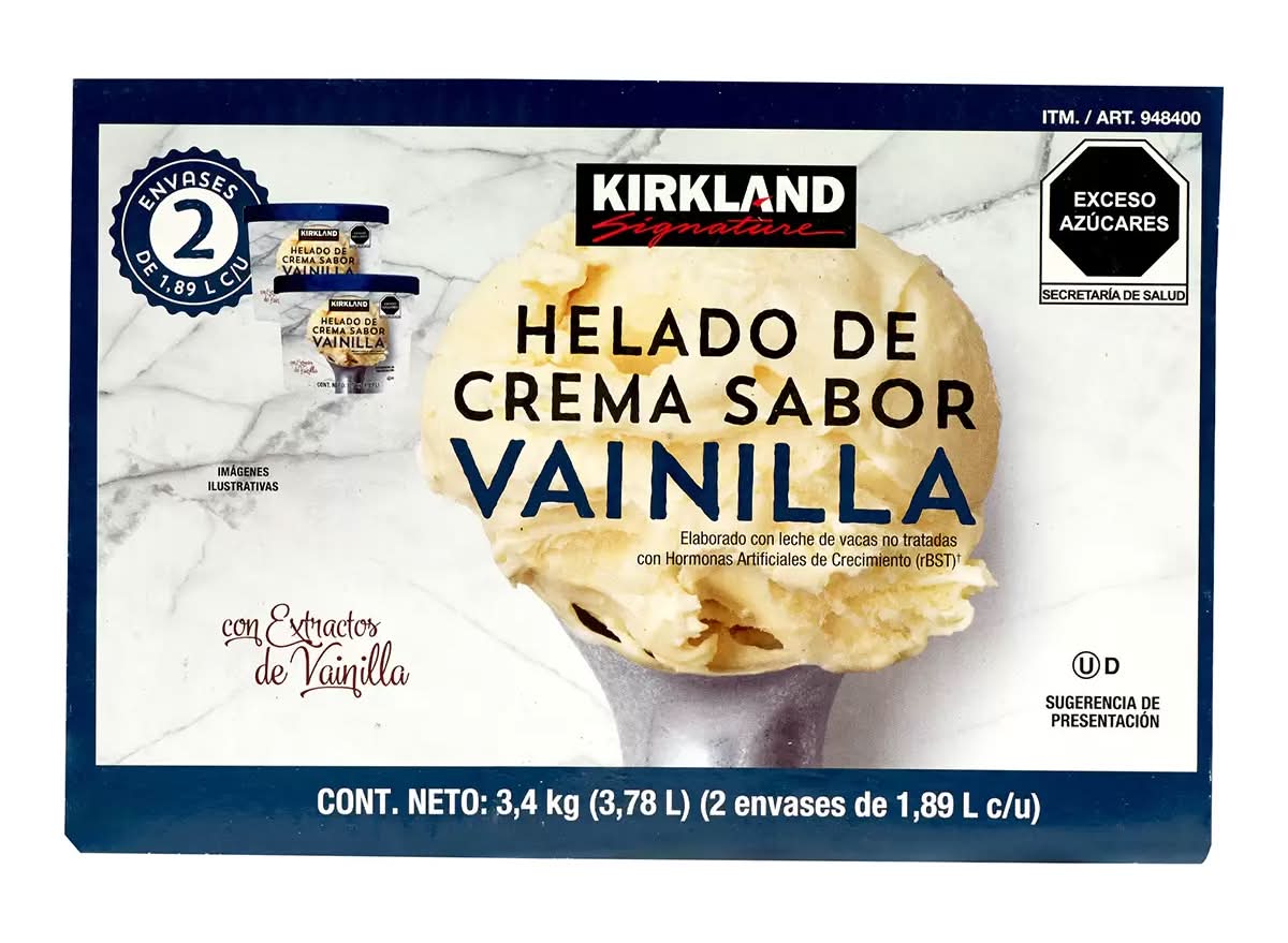 Kirkland Signature · Helado de crema, vainilla (2 x 1,89 L)
