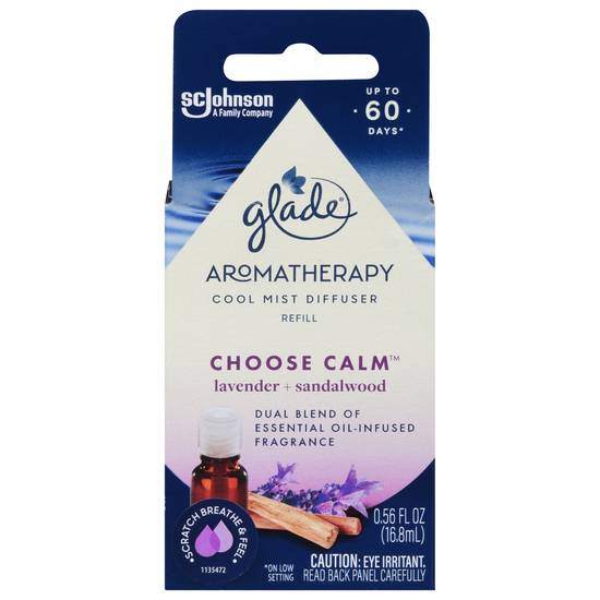 Glade Refill Choose Calm Aromatherapy Lavender + Sandalwood Cool Mist Diffuser