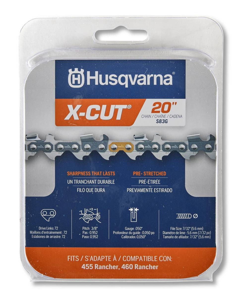 Husqvarna X-Cut S83G 72 Link Replacement Chainsaw Chain For 20-in, 0.05-in Gauge, 3/8-in Pitch | 529475072