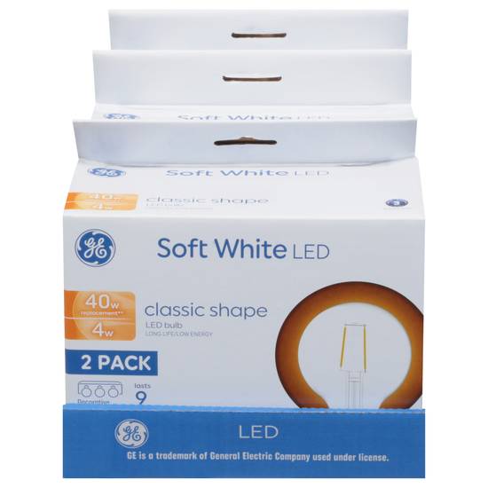 General Electric 4 Watts Classic Shape Soft White Led Light Bulbs
