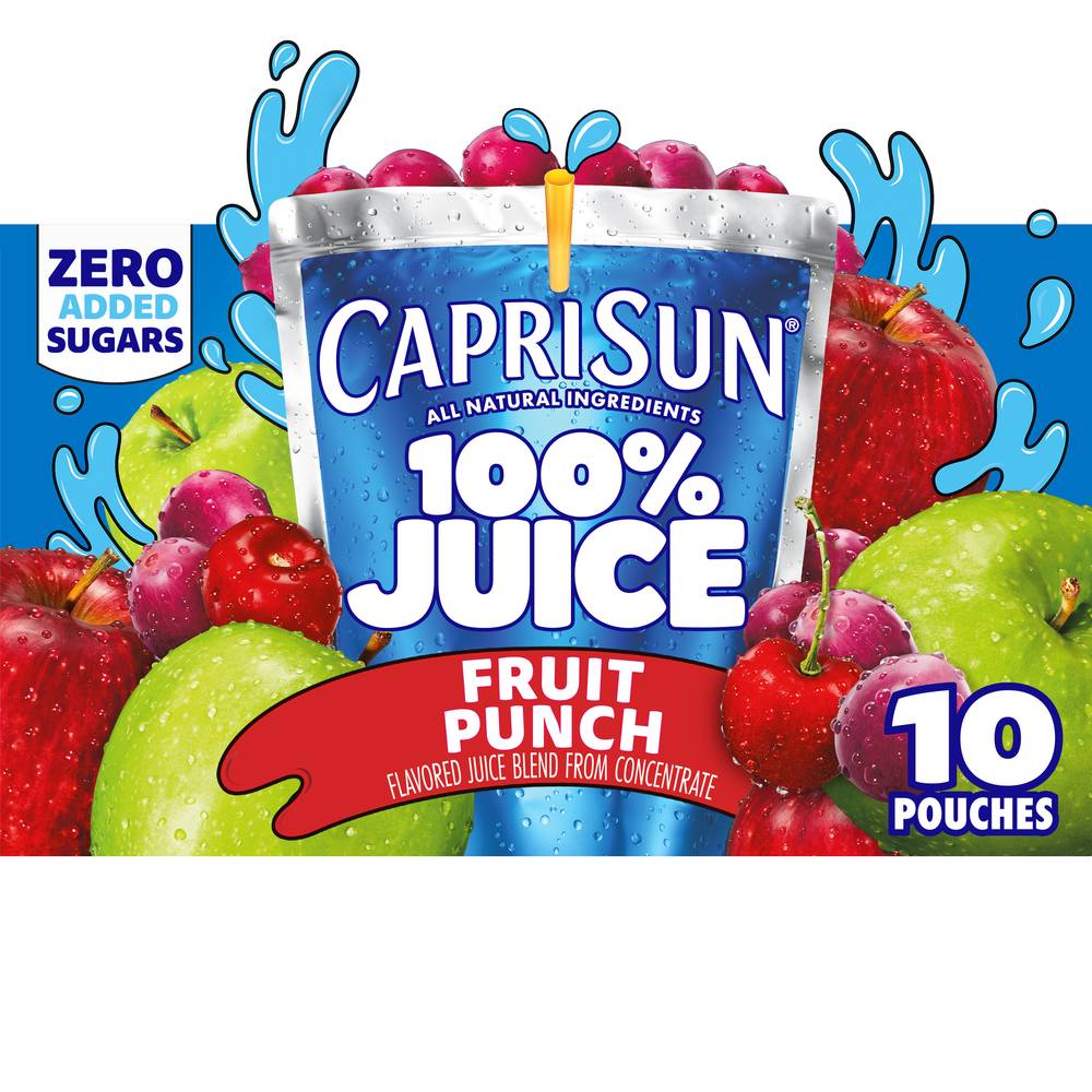 Capri Sun Fruit Punch 100% Juice Blend (10 ct, 6 fl oz)