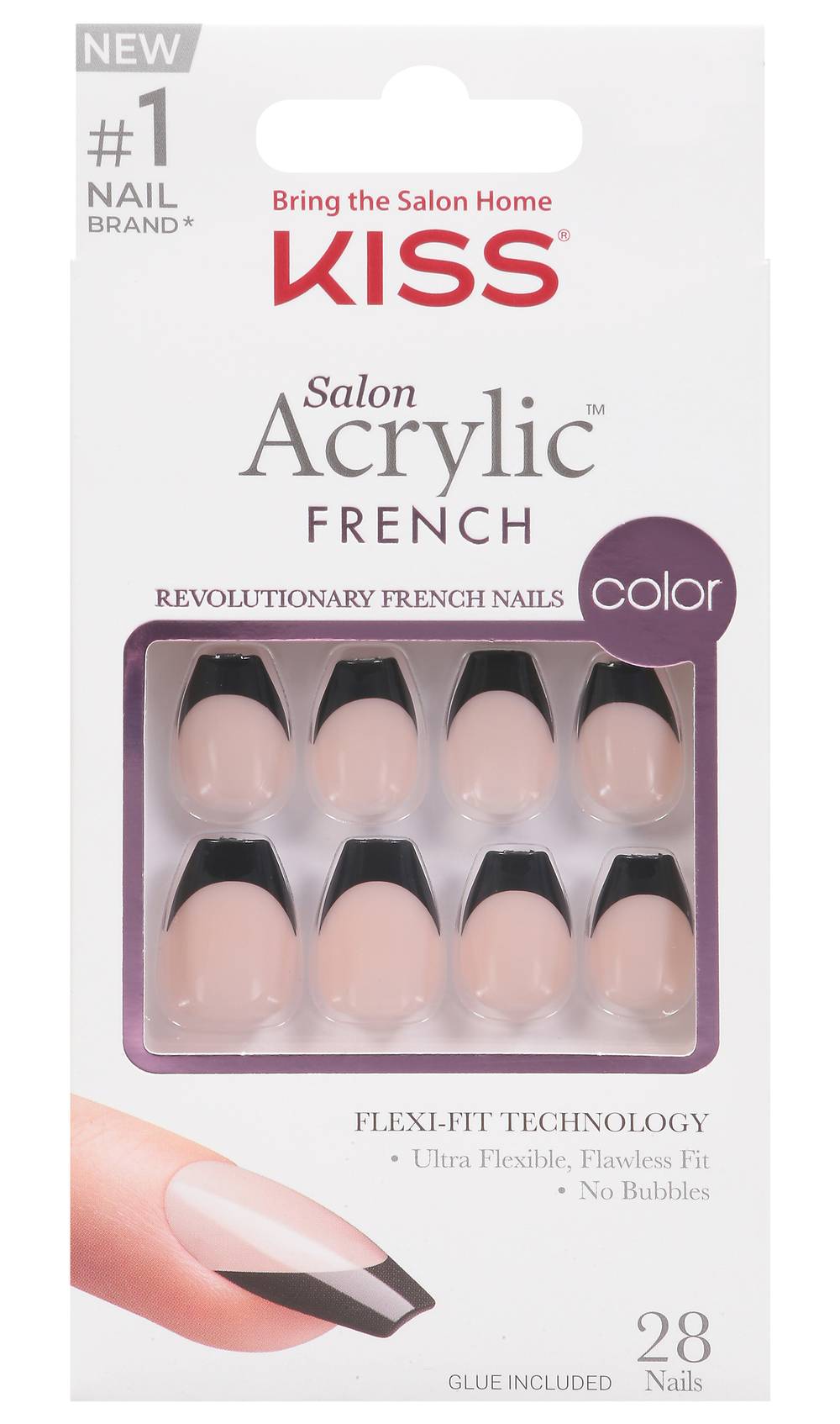 KISS Salon Acrylic French Nails Short (2 g, 28 ct)