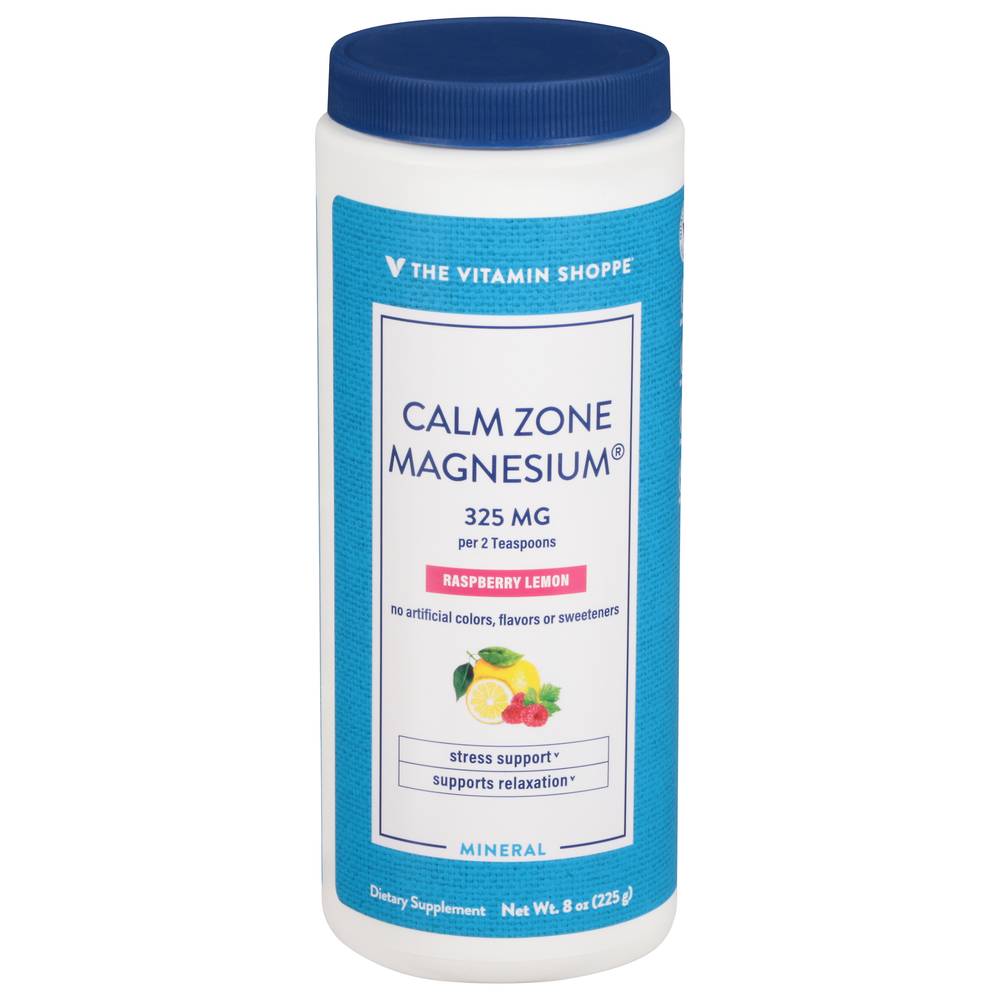 The Vitamin Shoppe Mineral Calm Zone Magnesium Mineral Powder, Raspberry-Lemon (8 oz)