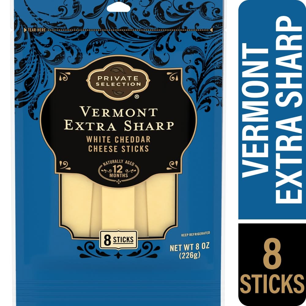 Private Selection Vermont Extra Sharp White Cheddar Cheese Sticks (8 oz, 8 ct)