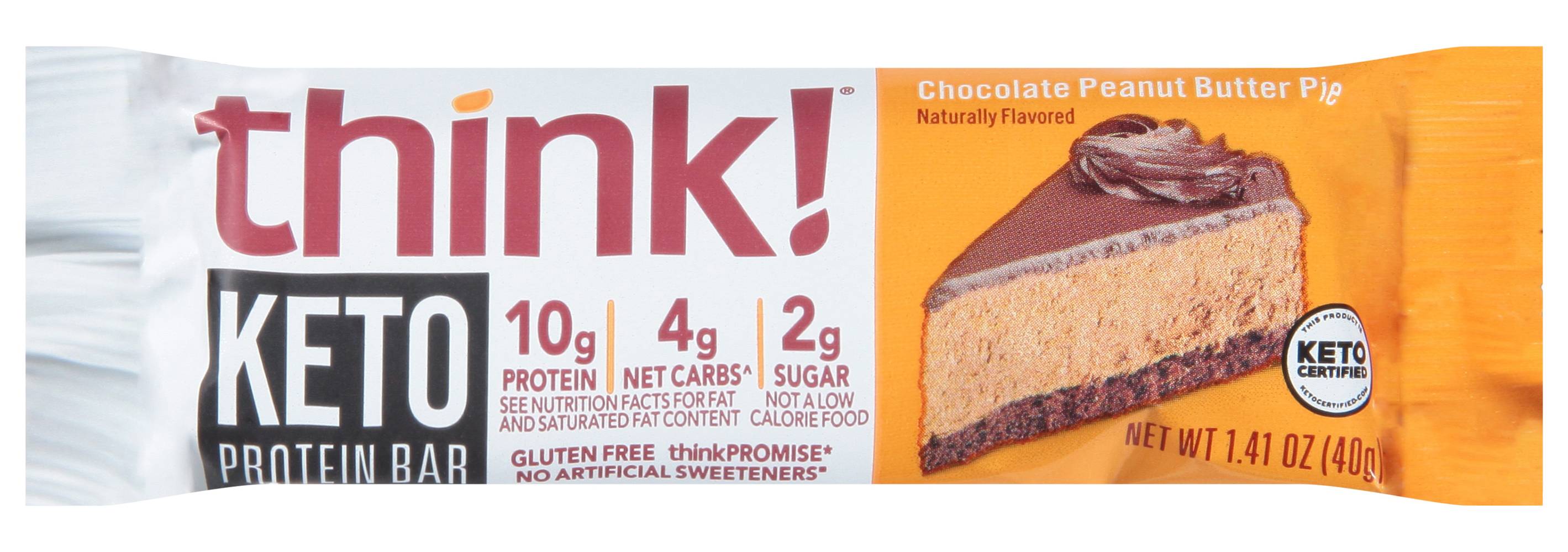 think! Pie Keto Protein Bar, Chocolate-Peanut Butter (1.41 oz)