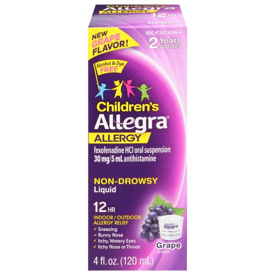 Allegra Children's 30 mg 12 Hr Oral Suspension Grape Flavor Liquid