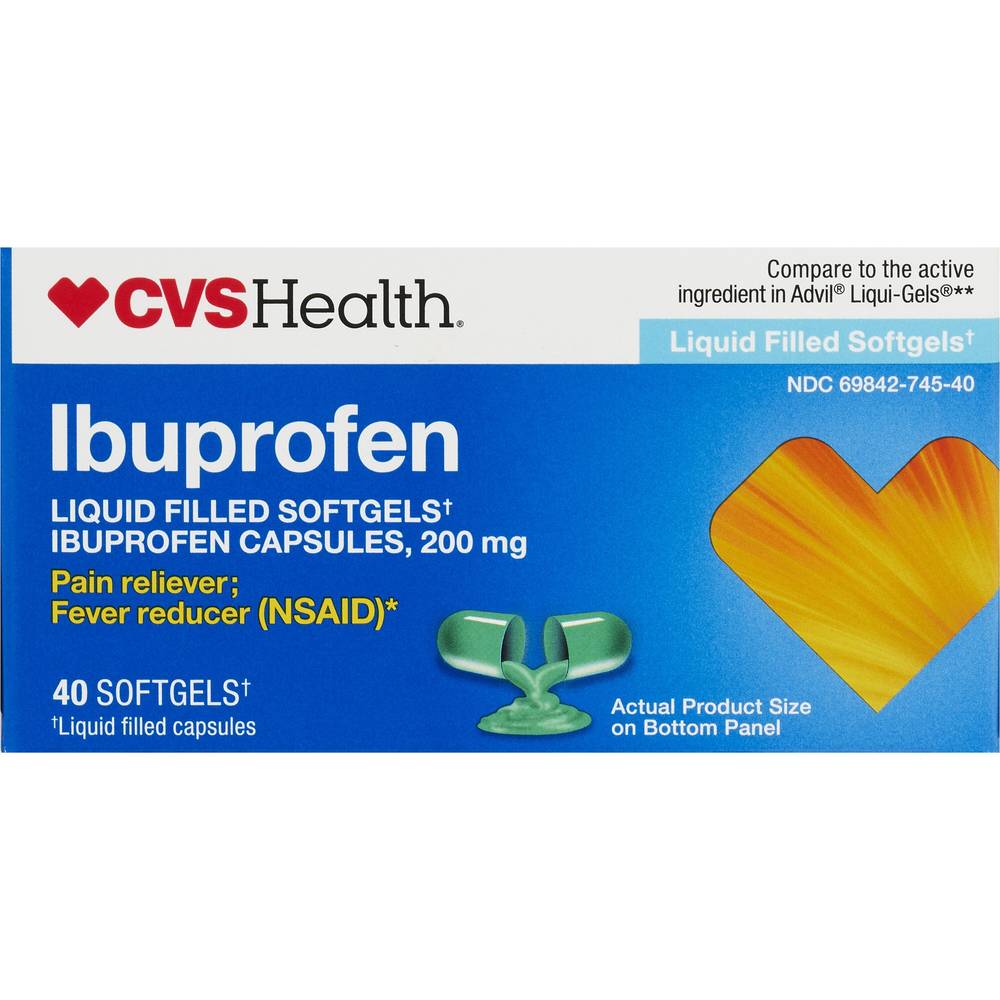 CVS Health Ibuprofen 200 MG Liquid Filled Softgels, 40 CT