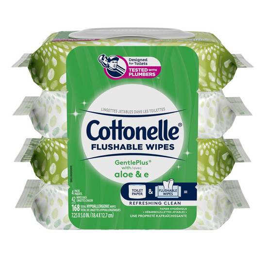 Cottonelle GentlePlus Flushable Wipes with Aloe and Vitamin E (168 ct)