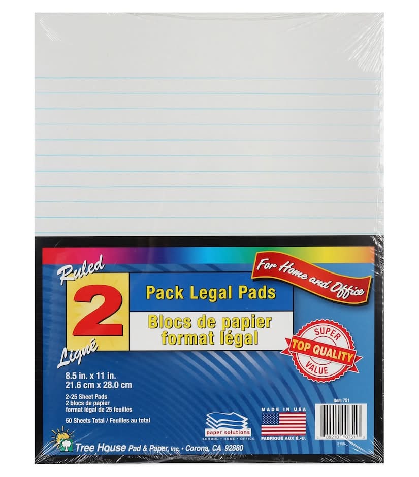 Ruled pack Legal Pads, 8.5x11 in (2 ct)