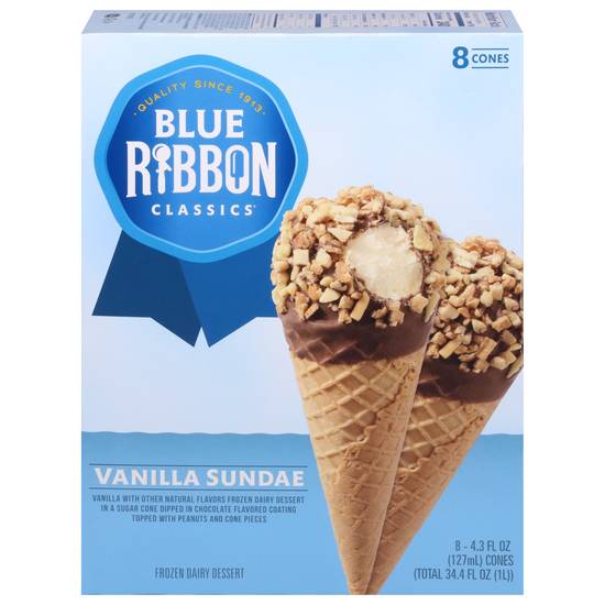 Blue Ribbon Vanilla Classic Sundae Cones (8 ct)