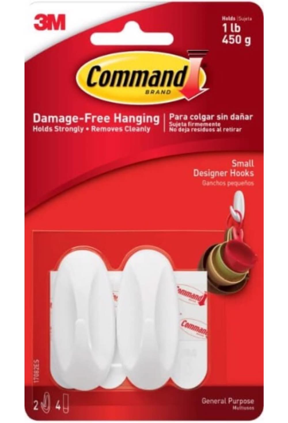 3M Command Small Plastic Designer Hooks 2.125 In. L 2 Pk