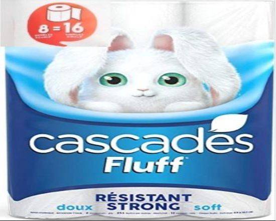 Cascades Fluff Resistant Strong Soft 8 tissue Rolls