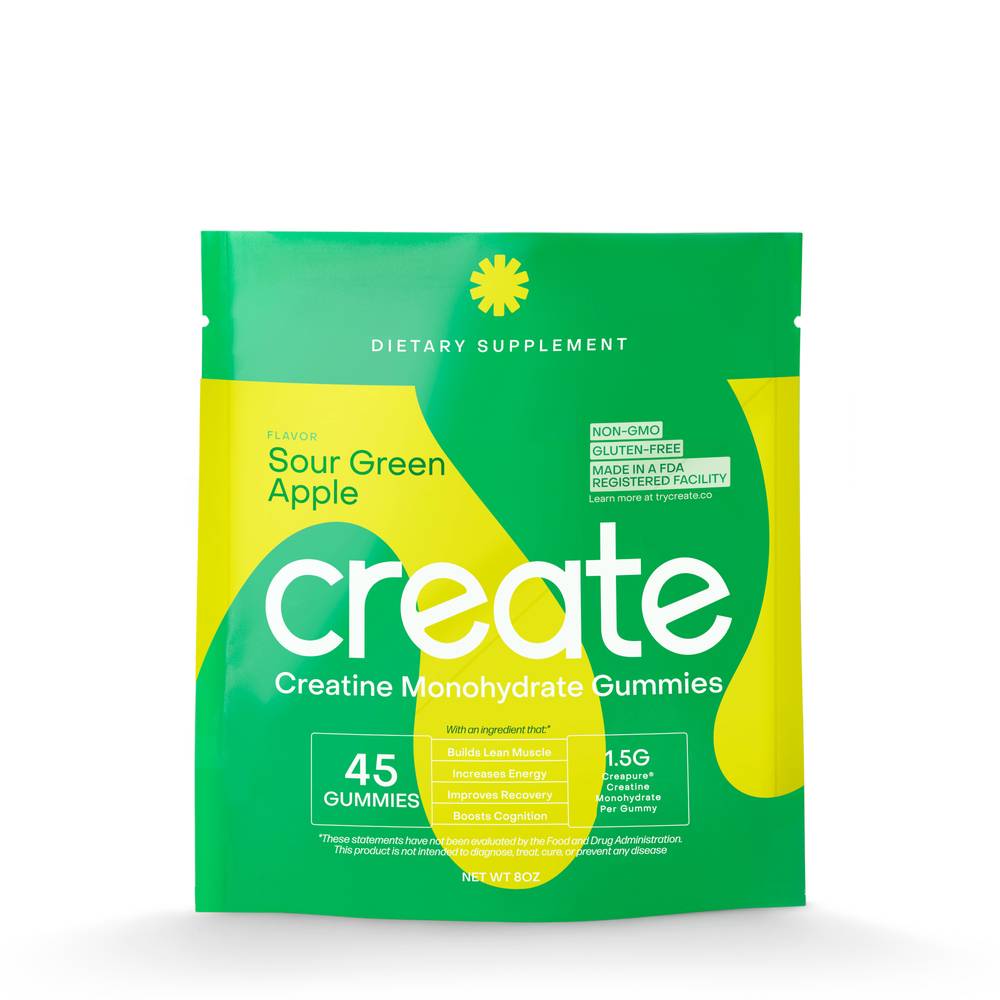 Creatine Monohydrate Gummies - Sour Green Apple - 45 Gummies (15 Servings) (1 Unit(s))