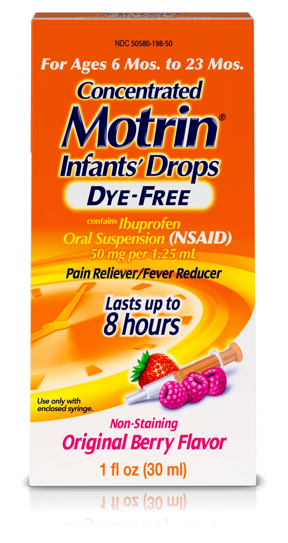 Motrin Dye-Free Concentrated Infant Drops Pain Reliever, Original Berry, 6-23 Months (1 fl oz)