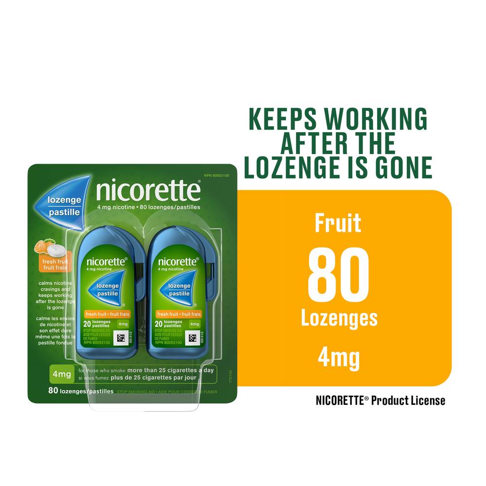 Nicorette Stop Smoking Fresh Fruit Lozenges Nicotine 4 mg (90 g)