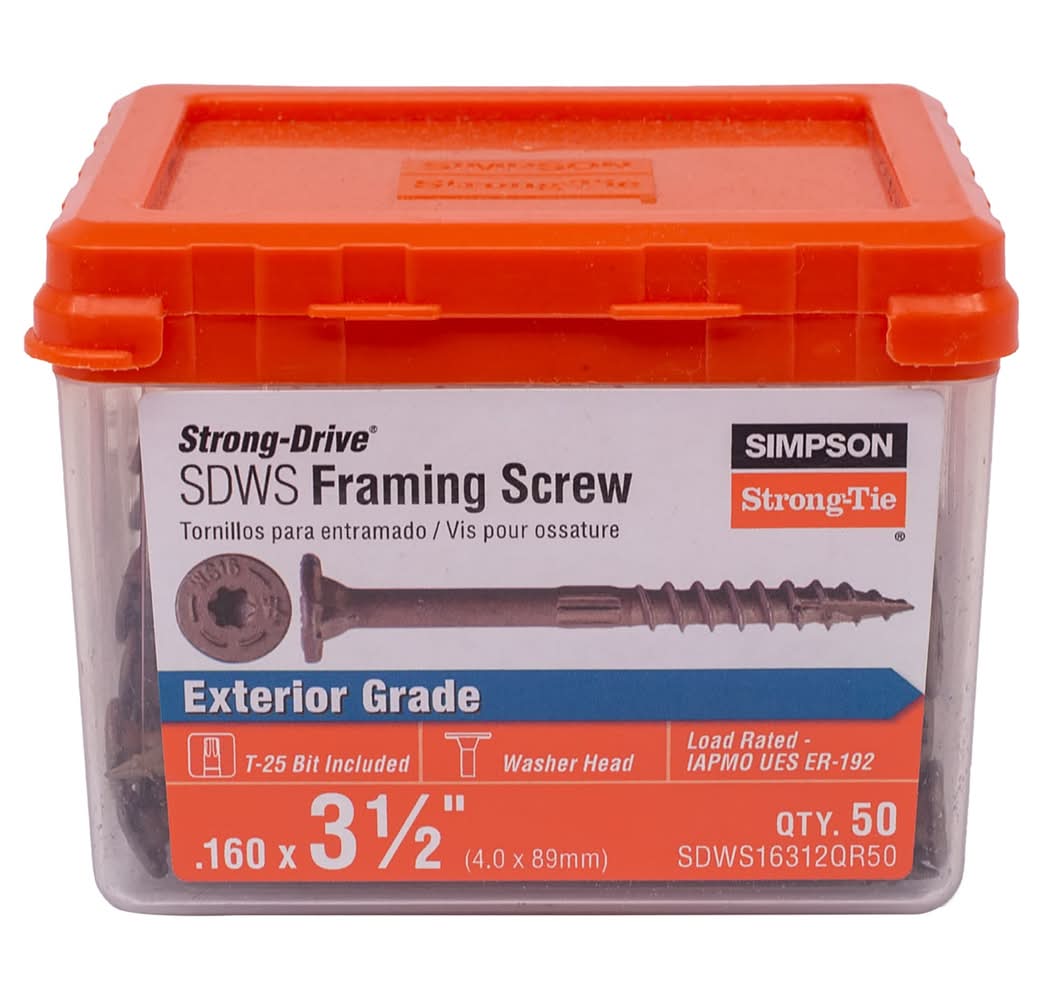 Simpson Strong-Tie Strong-Drive SDWS Framing #12 x 3-1/2-in Zinc-plated Exterior Structural wood screws 50 -Per Box