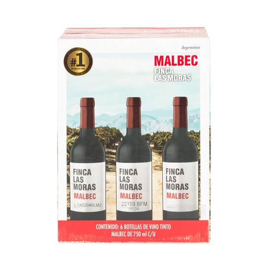 Finca las moras vino tinto malbec (6 pack, 750 ml)