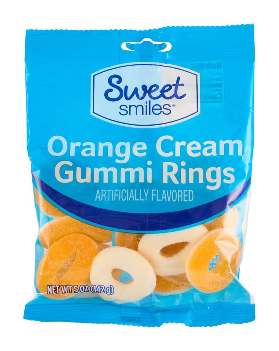 Sweet Smiles Orange Cream Gummi Rings 5 Oz