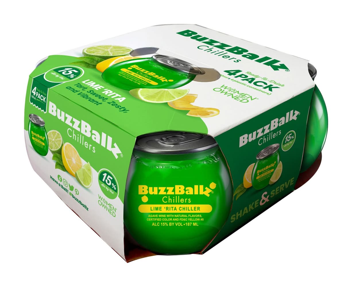BuzzBallz Ready To Drink Cocktails, Lime ‘Rita Chiller (4 x 46.75 ml)