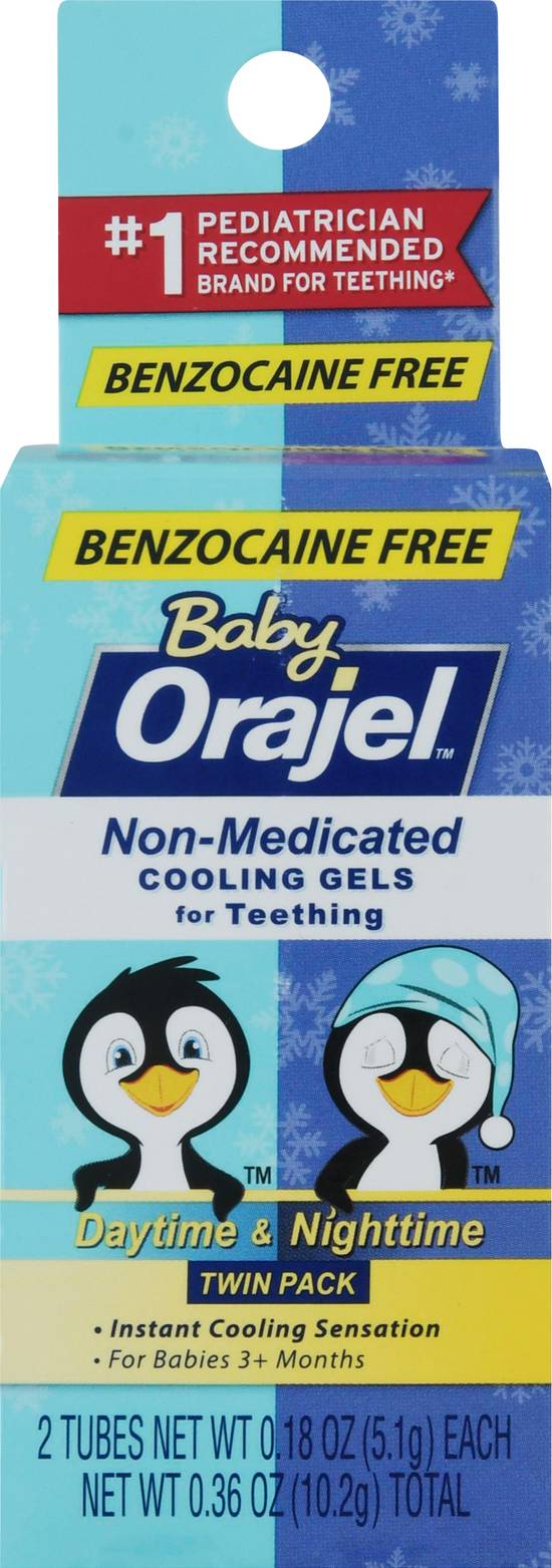 Orajel Baby Twin pack Daytime & Nighttime Non-Medicated Cooling Gel For Teething (2 ct)