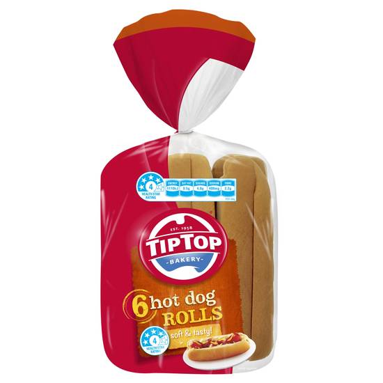 Tip Top Bread Roll Hot Dog (6 Pack)