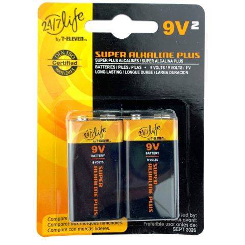 7-Eleven 9V Super Alkaline Plus Batteries (2 ct)