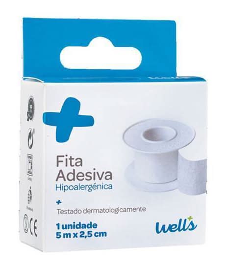 Fita Adesiva Hipoalergénica 5 m x 2.50 cm Well's 1 un