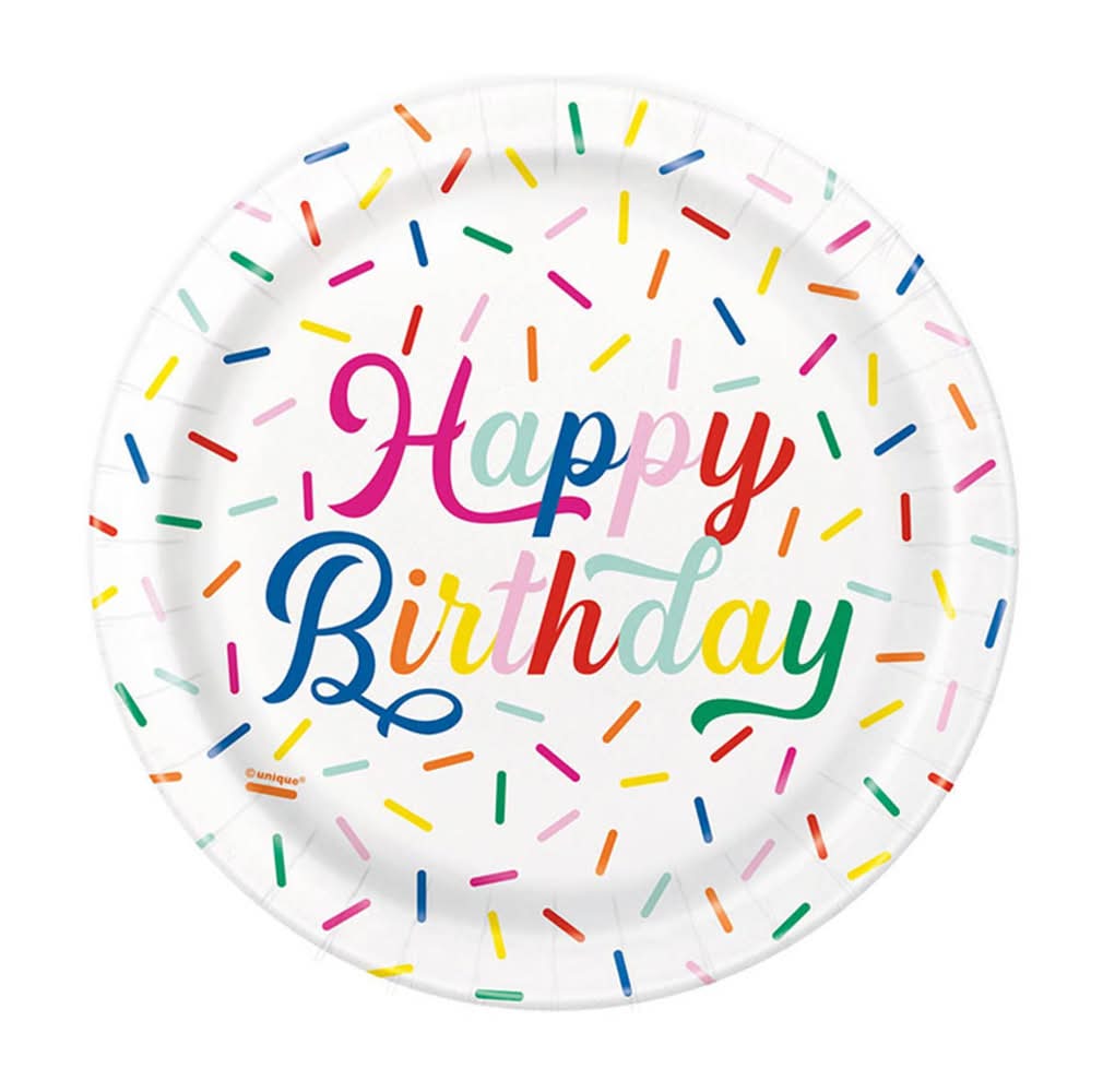3-2-1 Party Sprinkle Birthday Party Plates, 7 in (8 ct)