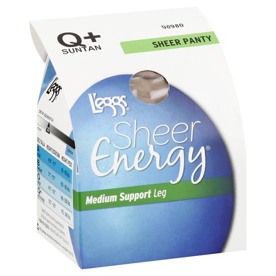 L'eggs Sheer Energy Q+ Suntan Medium Support Leg Sheer Panty