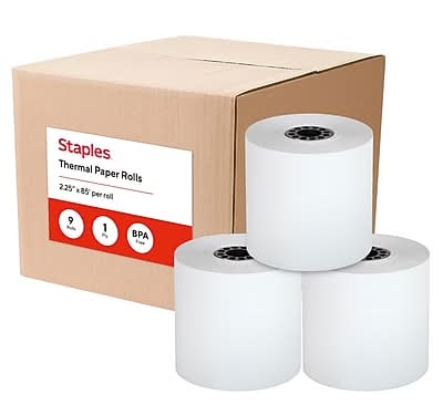 Staples Thermal Paper Rolls, 2 1/4 x 85', 9/Pack (18231/21266)