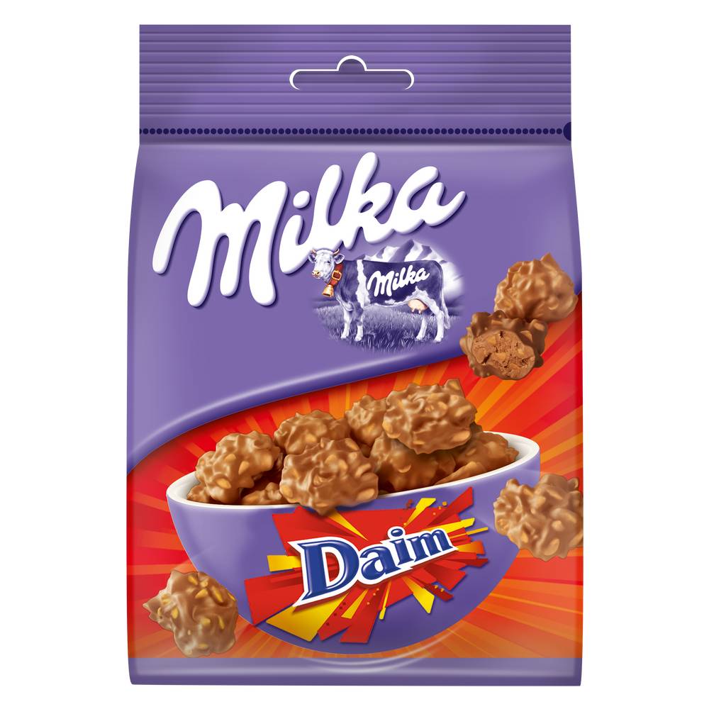 Milka - Chocolat au lait et aux éclats de daim snax (140g)