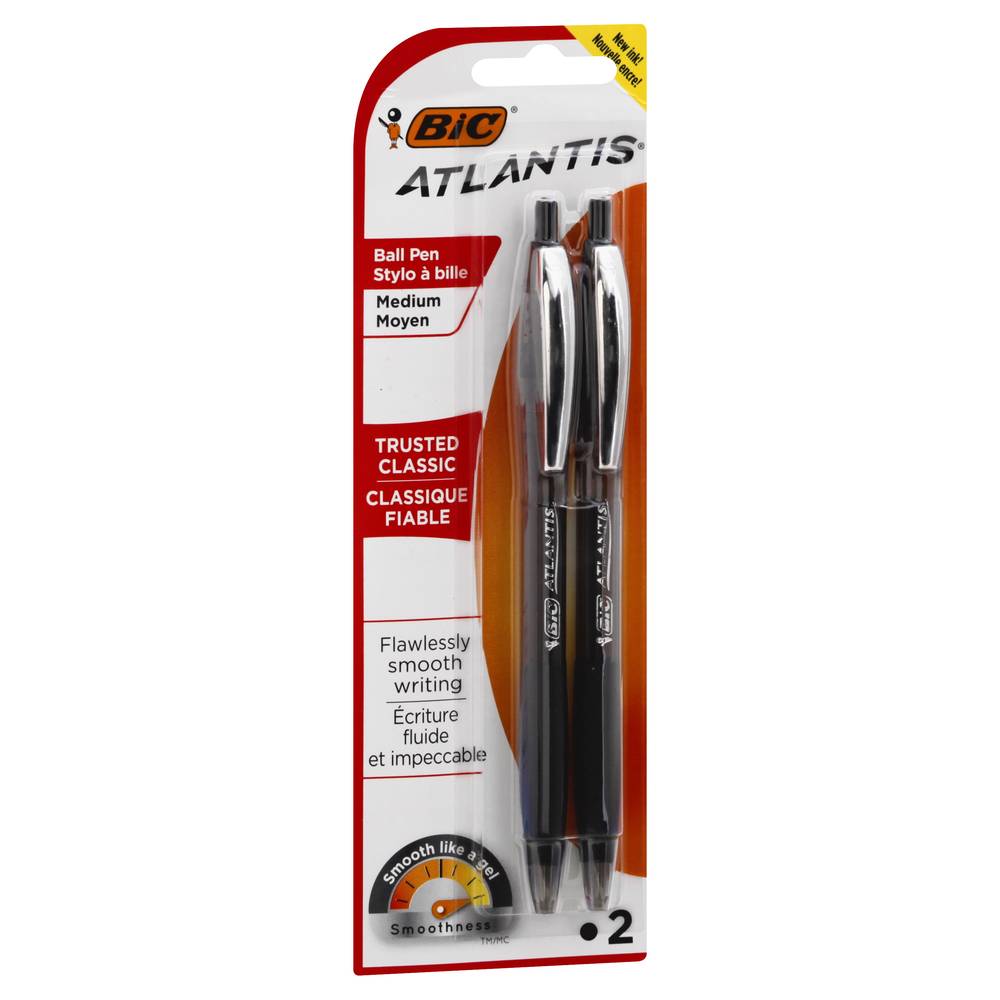 Bic Atlantis Medium Trusted Classic Black Ball (2 ct)